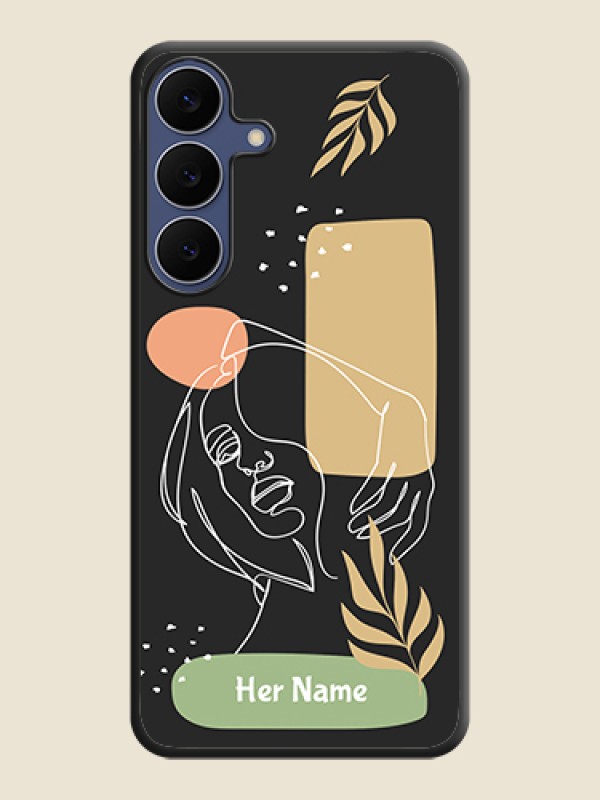 Custom Custom Text With Line Art Of Women & Leaves Design On Space Black Custom Soft Matte Mobile Back Cover - Samsung Galaxy S25 FE 5G - alternate view