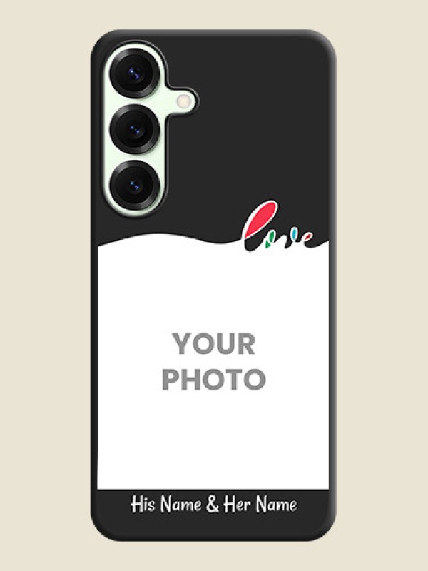 Custom Fall in Love Pattern with Picture on Photo On Space Black Custom Soft Matte Mobile Back Cover - Galaxy S25 Plus 5G - alternate view
