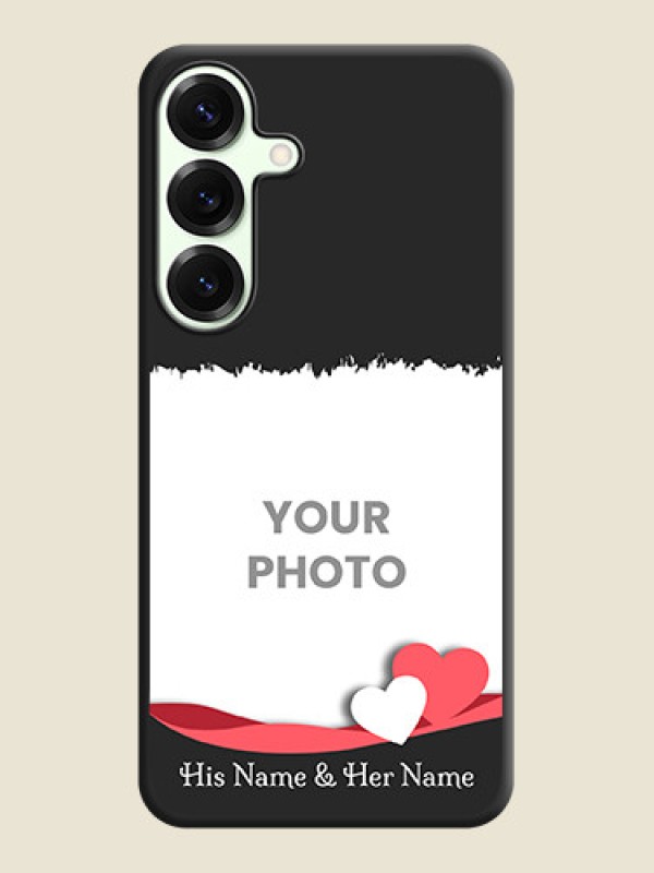 Custom Pin Color Love Shaped Ribbon Design with Text On Space Black Custom Soft Matte Mobile Back Cover - Galaxy S25 Plus 5G - alternate view