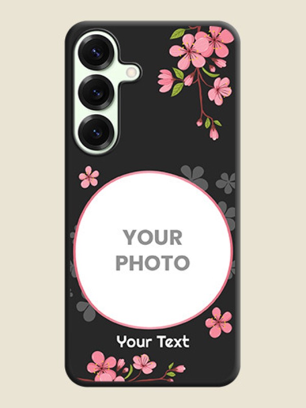 Custom Round Image with Pink Color Floral Design on Photo On Space Black Custom Soft Matte Mobile Back Cover - Galaxy S25 Plus 5G - alternate view
