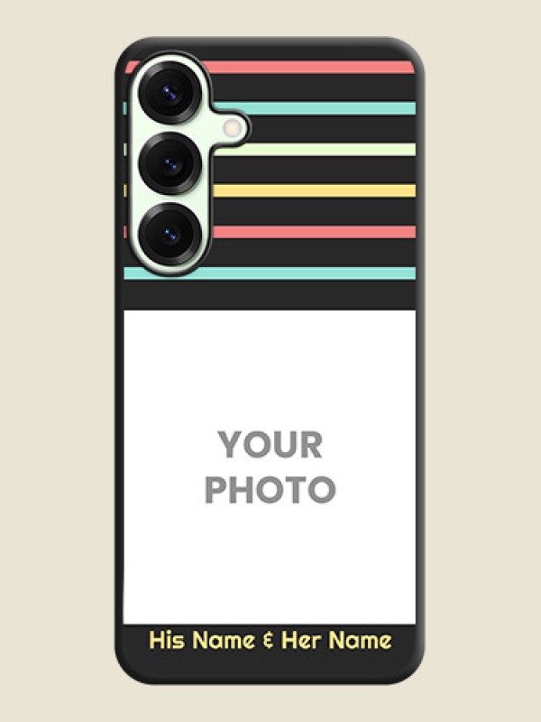 Custom Color Stripes with Photo and Text on Photo On Space Black Custom Soft Matte Mobile Back Cover - Galaxy S25 Plus 5G - alternate view