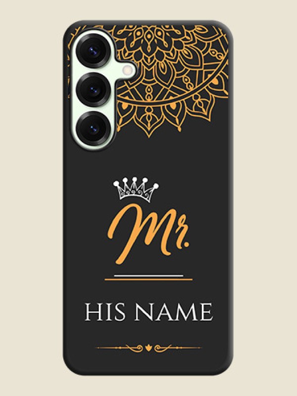 Custom Mr Name with Floral Design On Space Black Custom Soft Matte Mobile Back Cover - Galaxy S25 Plus 5G - alternate view