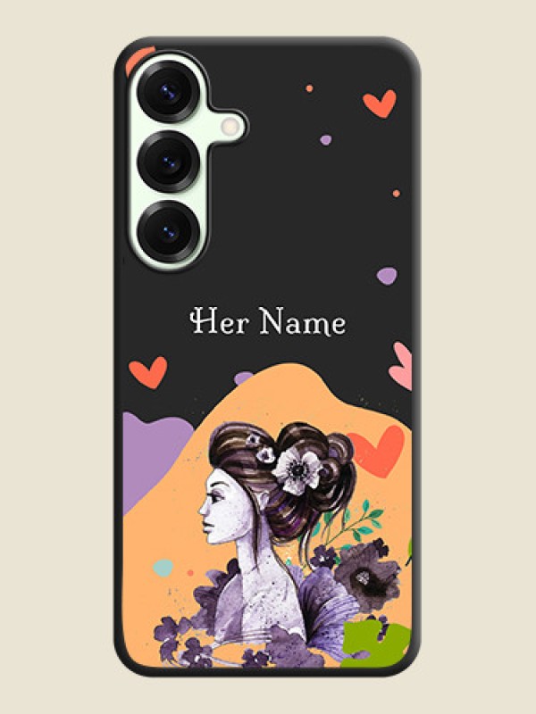 Custom Namecase For Her With Fancy Lady Image On Space Black Custom Soft Matte Mobile Back Cover - Galaxy S25 Plus 5G - alternate view