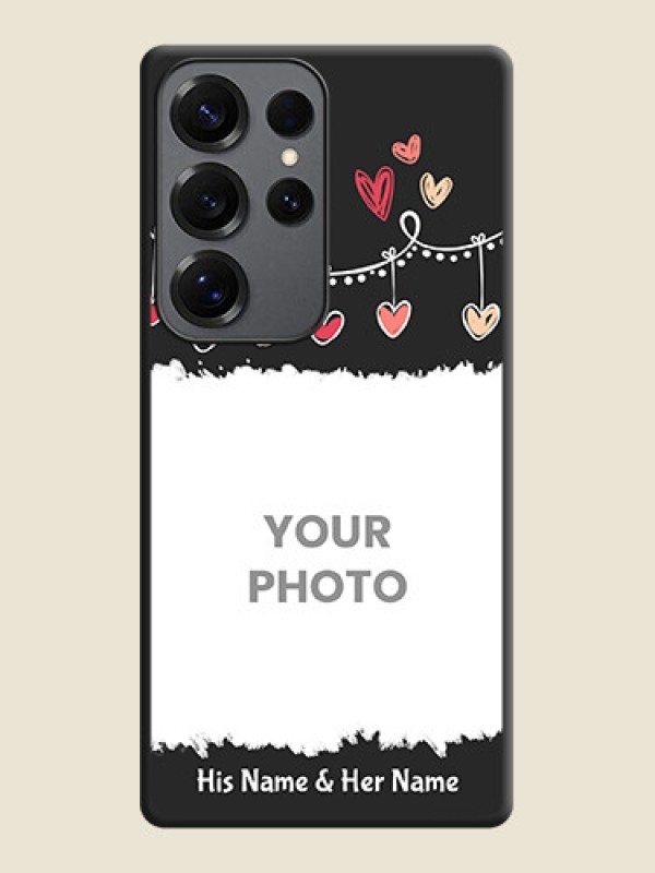 Custom Pink Love Hangings with Name On Space Black Custom Soft Matte Mobile Back Cover - Galaxy S25 Ultra 5G - alternate view