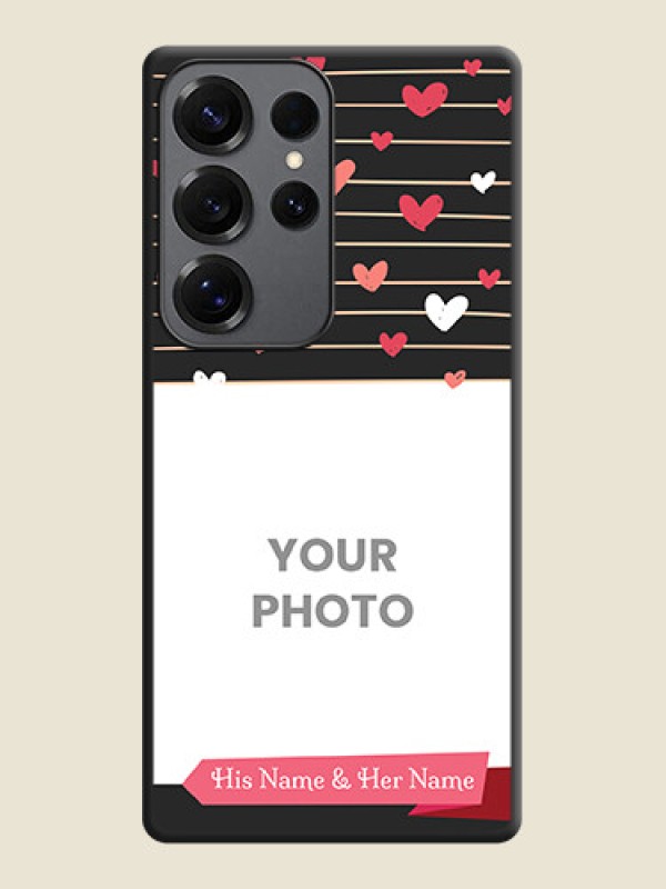 Custom Love Pattern with Name on Pink Ribbon on Photo On Space Black Custom Soft Matte Mobile Back Cover - Galaxy S25 Ultra 5G - alternate view