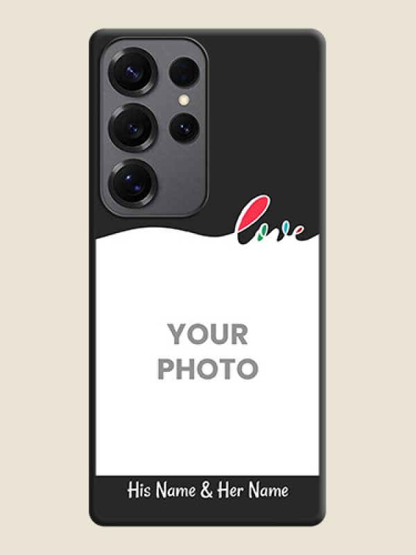 Custom Fall in Love Pattern with Picture on Photo On Space Black Custom Soft Matte Mobile Back Cover - Galaxy S25 Ultra 5G - alternate view