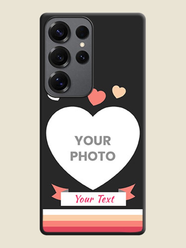Custom Love Shaped Photo with Colorful Stripes On Space Black Custom Soft Matte Mobile Back Cover - Galaxy S25 Ultra 5G - alternate view