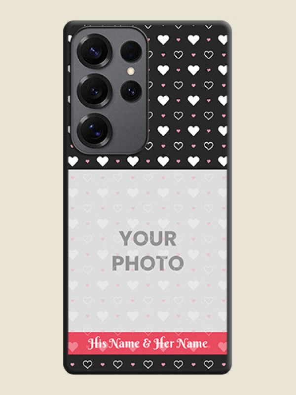 Custom White Color Love Symbols with Text Design on Photo On Space Black Custom Soft Matte Mobile Back Cover - Galaxy S25 Ultra 5G - alternate view
