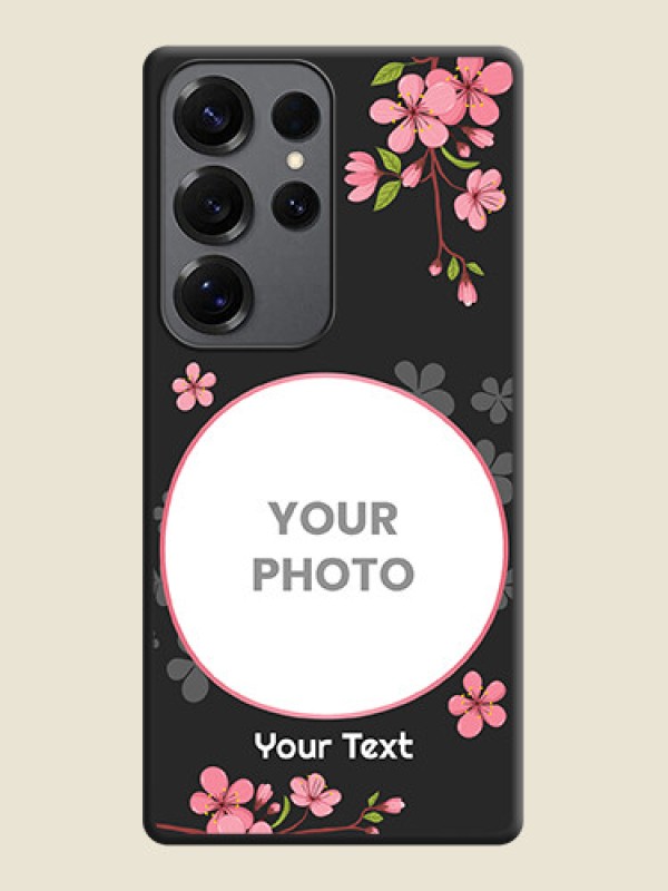 Custom Round Image with Pink Color Floral Design on Photo On Space Black Custom Soft Matte Mobile Back Cover - Galaxy S25 Ultra 5G - alternate view
