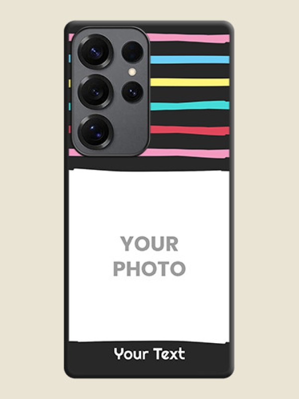 Custom Multicolor Lines with Image On Space Black Custom Soft Matte Mobile Back Cover - Galaxy S25 Ultra 5G - alternate view