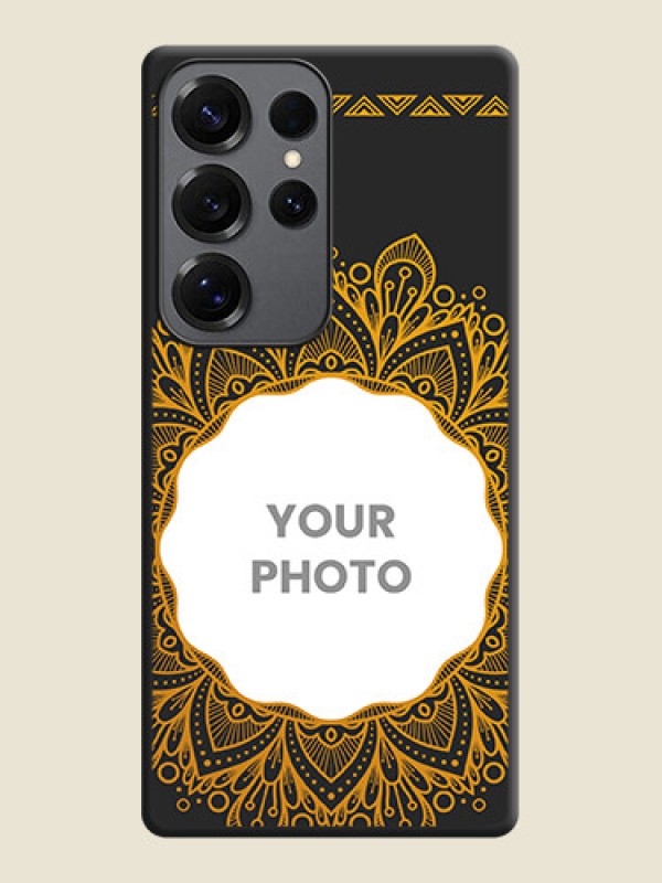 Custom Round Image with Floral Design On Space Black Custom Soft Matte Mobile Back Cover - Galaxy S25 Ultra 5G - alternate view