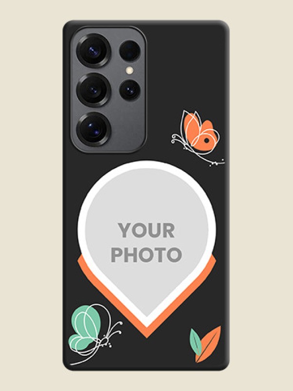 Custom Upload Pic With Simple Butterly Design On Space Black Custom Soft Matte Mobile Back Cover - Galaxy S25 Ultra 5G - alternate view