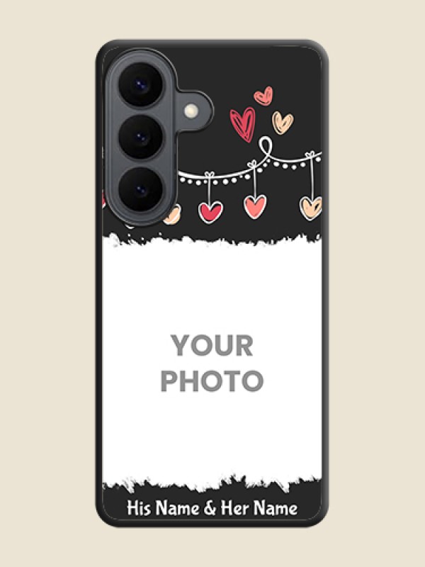 Custom Pink Love Hangings with Name On Space Black Custom Soft Matte Mobile Back Cover - Samsung Galaxy S26 5G - alternate view