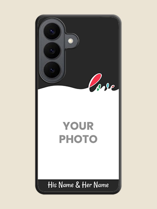 Custom Fall in Love Pattern with Picture on Photo On Space Black Custom Soft Matte Mobile Back Cover - Samsung Galaxy S26 5G - alternate view
