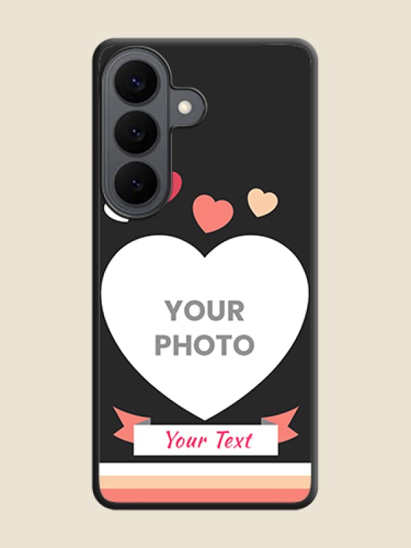 Custom Love Shaped Photo with Colorful Stripes On Space Black Custom Soft Matte Mobile Back Cover - Samsung Galaxy S26 5G - alternate view
