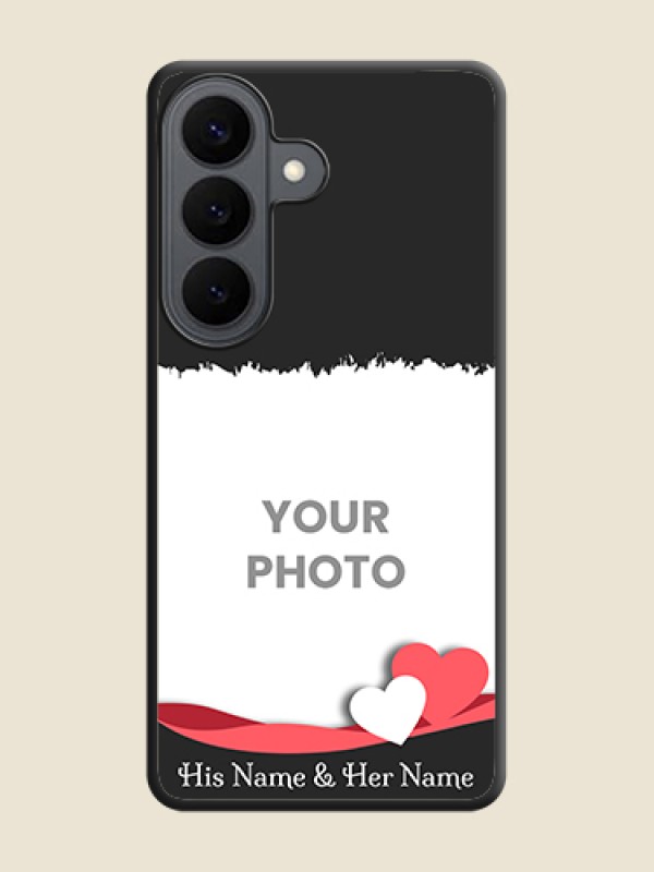 Custom Pin Color Love Shaped Ribbon Design with Text On Space Black Custom Soft Matte Mobile Back Cover - Samsung Galaxy S26 5G - alternate view