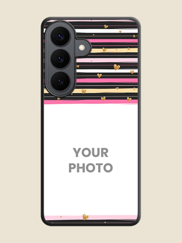 Custom Multicolor Lines and Golden Love Symbols Design on Photo On Space Black Custom Soft Matte Mobile Back Cover - Samsung Galaxy S26 5G - alternate view