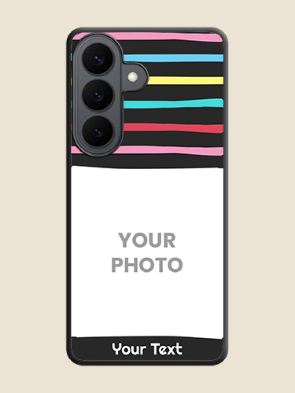 Custom Multicolor Lines with Image On Space Black Custom Soft Matte Mobile Back Cover - Samsung Galaxy S26 5G - alternate view