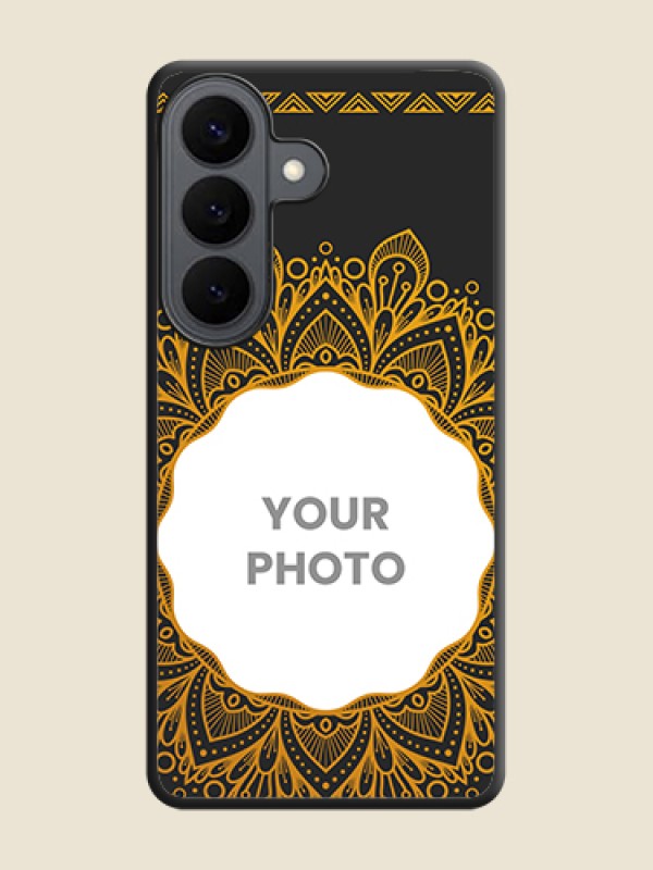 Custom Round Image with Floral Design On Space Black Custom Soft Matte Mobile Back Cover - Samsung Galaxy S26 5G - alternate view