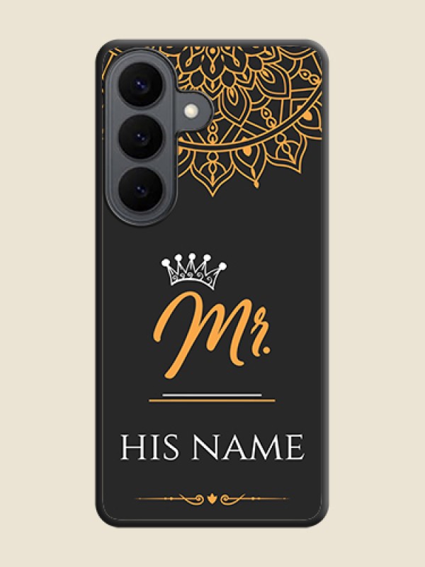 Custom Mr Name with Floral Design On Space Black Custom Soft Matte Mobile Back Cover - Samsung Galaxy S26 5G - alternate view