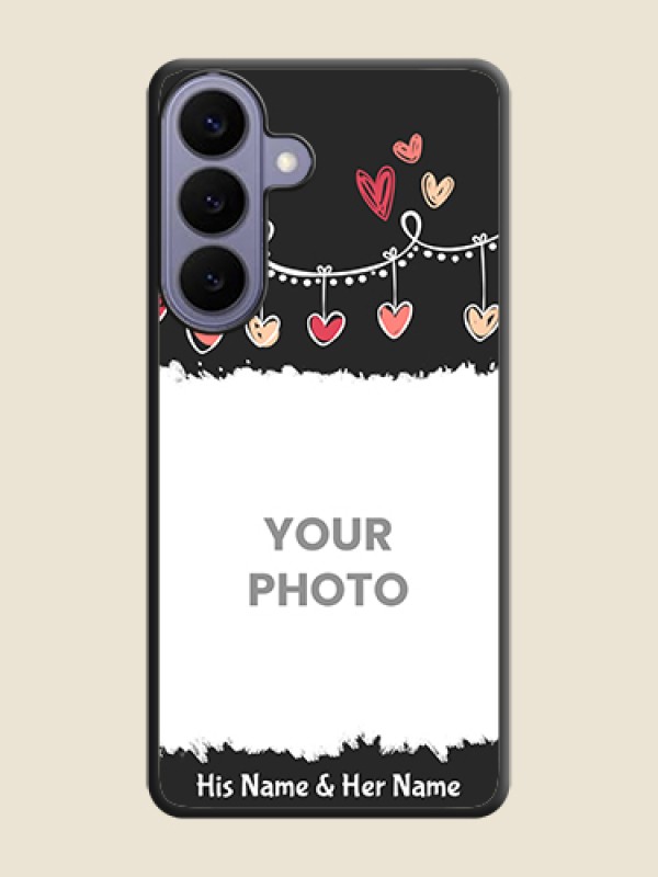 Custom Pink Love Hangings with Name On Space Black Custom Soft Matte Mobile Back Cover - Samsung Galaxy S26 Plus 5G - alternate view