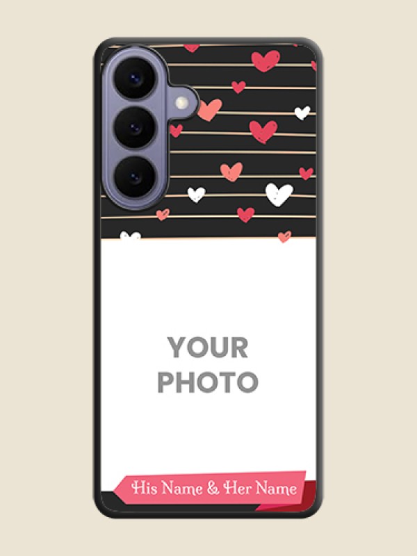 Custom Love Pattern with Name on Pink Ribbon on Photo On Space Black Custom Soft Matte Mobile Back Cover - Samsung Galaxy S26 Plus 5G - alternate view
