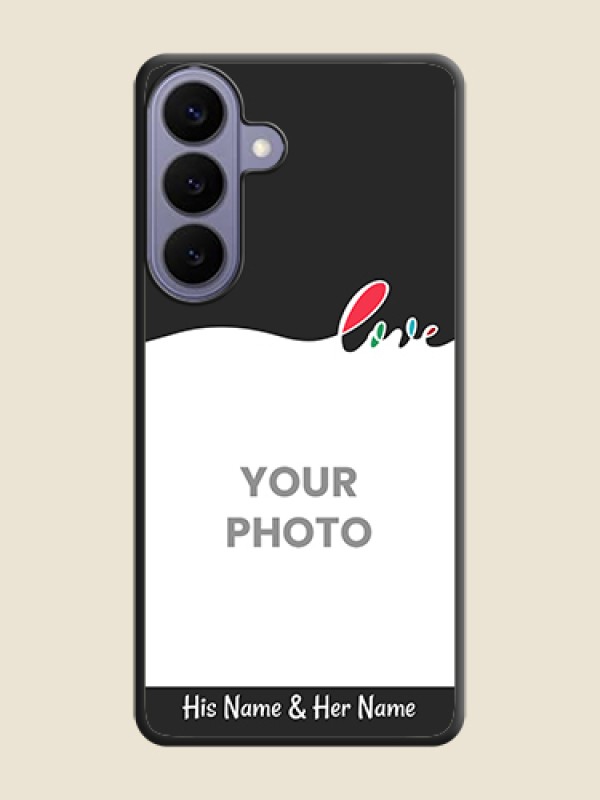 Custom Fall in Love Pattern with Picture on Photo On Space Black Custom Soft Matte Mobile Back Cover - Samsung Galaxy S26 Plus 5G - alternate view