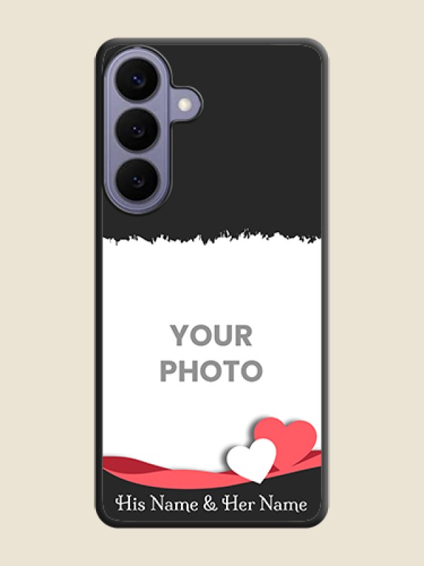 Custom Pin Color Love Shaped Ribbon Design with Text On Space Black Custom Soft Matte Mobile Back Cover - Samsung Galaxy S26 Plus 5G - alternate view