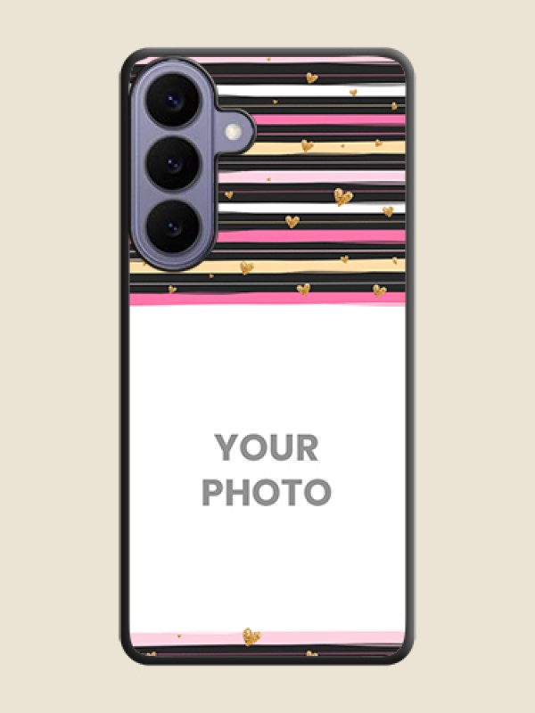 Custom Multicolor Lines and Golden Love Symbols Design on Photo On Space Black Custom Soft Matte Mobile Back Cover - Samsung Galaxy S26 Plus 5G - alternate view