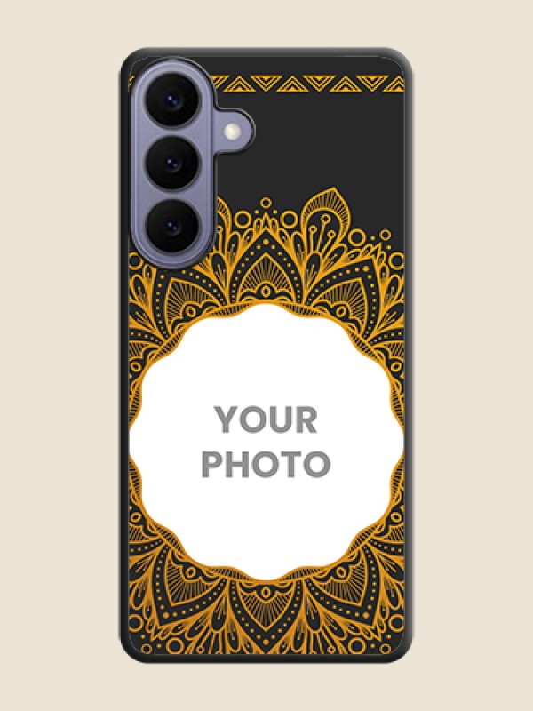 Custom Round Image with Floral Design On Space Black Custom Soft Matte Mobile Back Cover - Samsung Galaxy S26 Plus 5G - alternate view