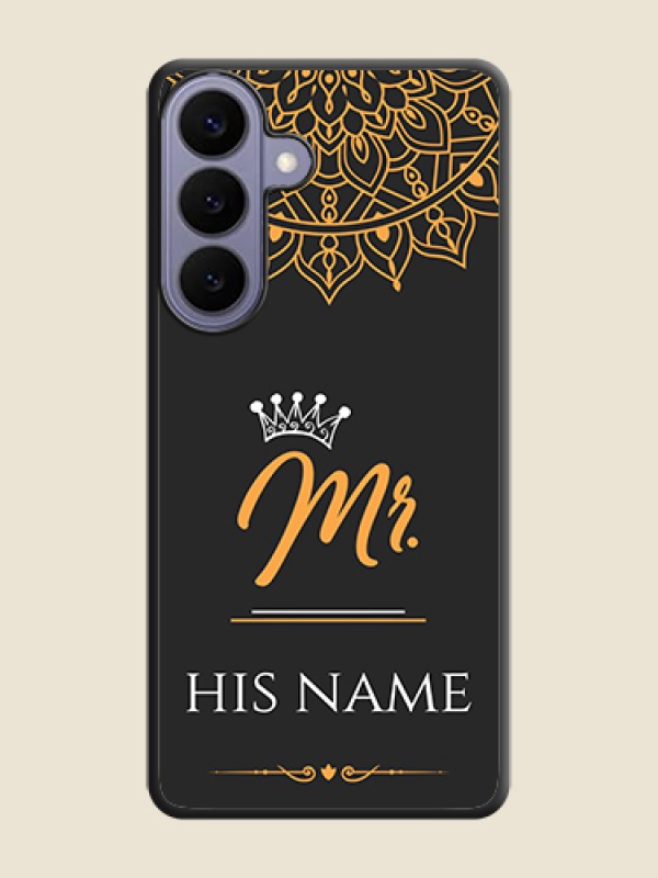 Custom Mr Name with Floral Design On Space Black Custom Soft Matte Mobile Back Cover - Samsung Galaxy S26 Plus 5G - alternate view