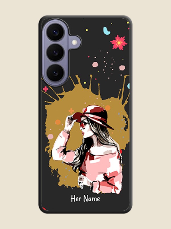 Custom Mordern Lady With Color Splash Background With Custom Text On Space Black Custom Soft Matte Mobile Back Cover - Samsung Galaxy S26 Plus 5G - alternate view