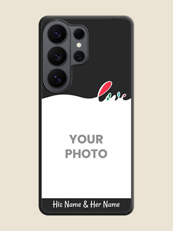 Custom Fall in Love Pattern with Picture on Photo On Space Black Custom Soft Matte Mobile Back Cover - Samsung Galaxy S26 Ultra 5G - alternate view