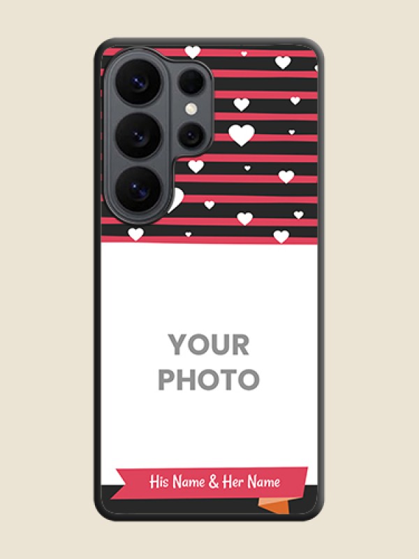 Custom White Color Love Symbols with Pink Lines Pattern On Space Black Custom Soft Matte Mobile Back Cover - Samsung Galaxy S26 Ultra 5G - alternate view