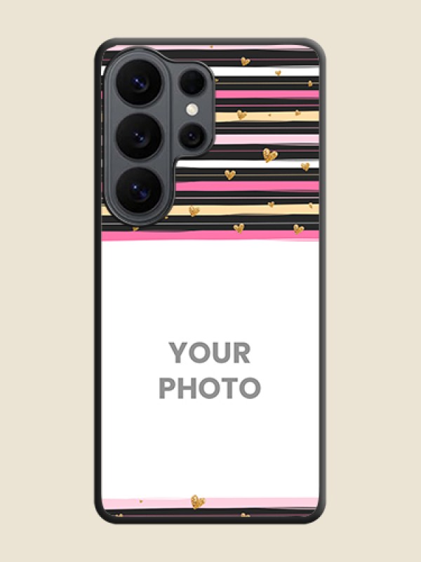 Custom Multicolor Lines and Golden Love Symbols Design on Photo On Space Black Custom Soft Matte Mobile Back Cover - Samsung Galaxy S26 Ultra 5G - alternate view