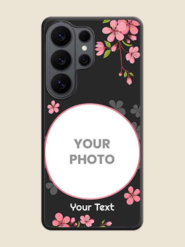Custom Round Image with Pink Color Floral Design on Photo On Space Black Custom Soft Matte Mobile Back Cover - Samsung Galaxy S26 Ultra 5G - alternate view
