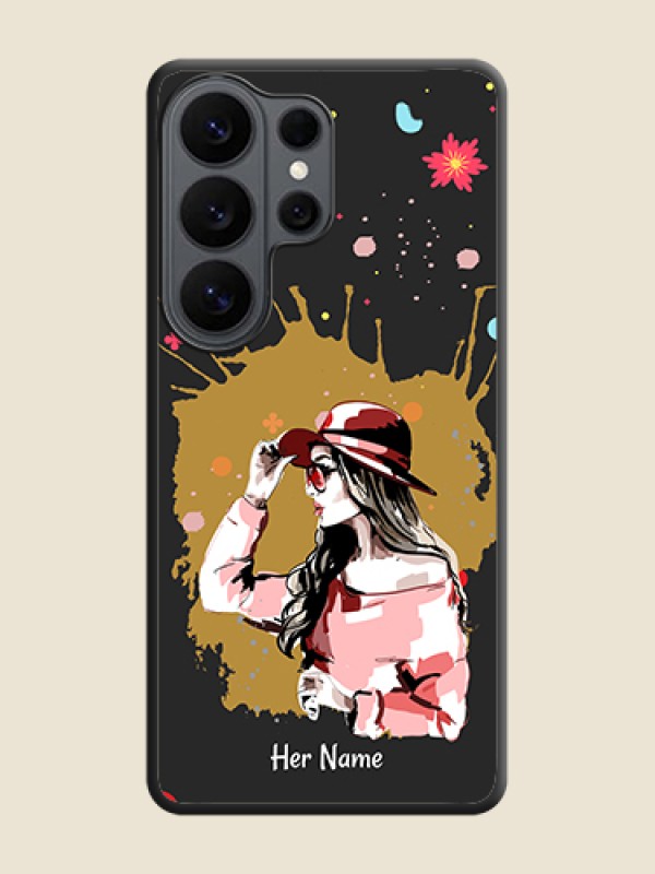 Custom Mordern Lady With Color Splash Background With Custom Text On Space Black Custom Soft Matte Mobile Back Cover - Samsung Galaxy S26 Ultra 5G - alternate view