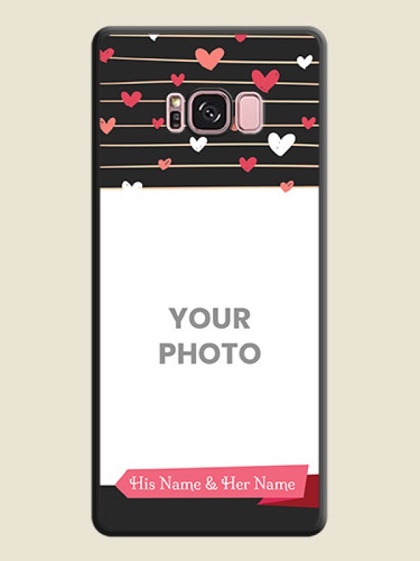 Custom Love Pattern with Name on Pink Ribbon  on Photo on Space Black Soft Matte Back Cover - Galaxy S8 Plus - alternate view