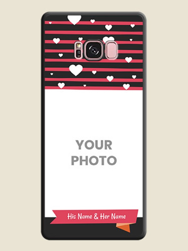 Custom White Color Love Symbols with Pink Lines Pattern on Space Black Custom Soft Matte Phone Cases - Galaxy S8 Plus - alternate view