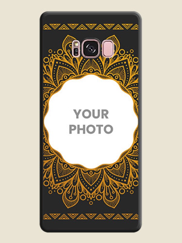 Custom Round Image with Floral Design on Photo on Space Black Soft Matte Mobile Cover - Galaxy S8 Plus - alternate view