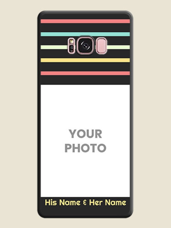Custom Color Stripes with Photo and Text on Photo on Space Black Soft Matte Mobile Case - Galaxy S8 Plus - alternate view