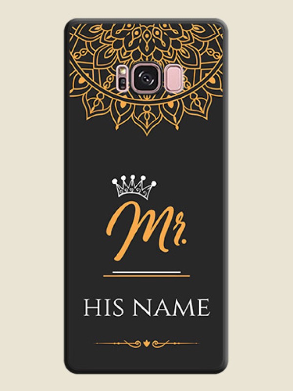 Custom Mr Name with Floral Design  on Personalised Space Black Soft Matte Cases - Galaxy S8 Plus - alternate view