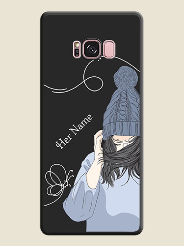 Custom Girl With Blue Winter Outfiit Custom Text Design On Space Black Personalized Soft Matte Phone Covers -Samsung Galaxy S8 Plus - alternate view