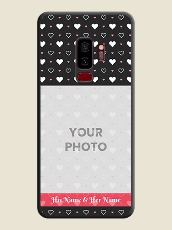 Custom White Color Love Symbols with Text Design on Photo on Space Black Soft Matte Phone Cover - Galaxy S9 Plus - alternate view