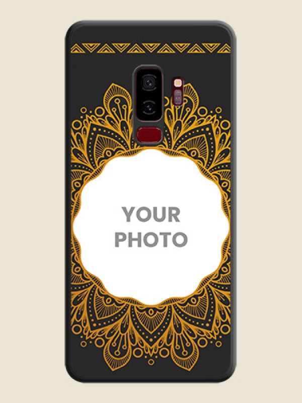 Custom Round Image with Floral Design on Photo on Space Black Soft Matte Mobile Cover - Galaxy S9 Plus - alternate view