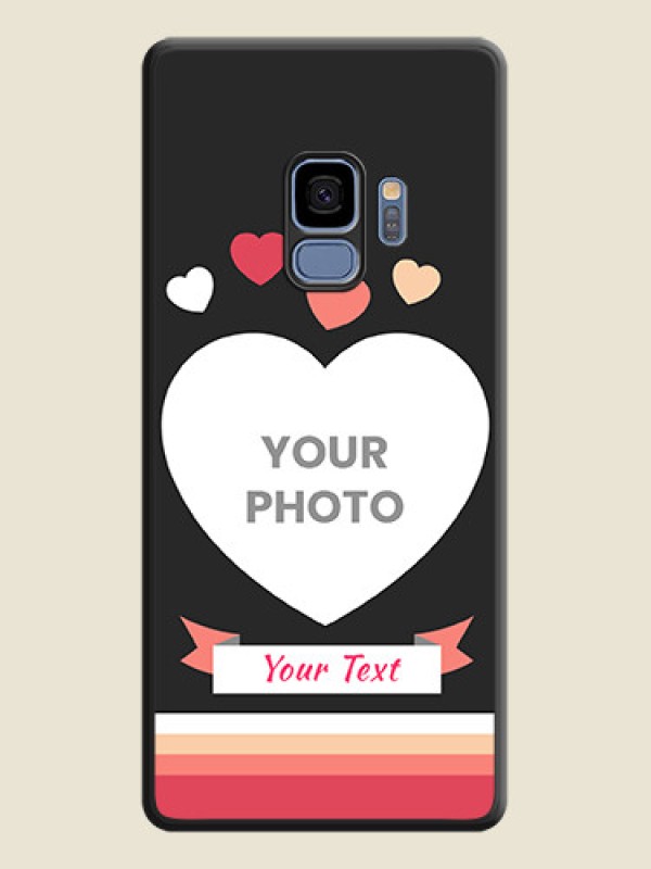 Custom Love Shaped Photo with Colorful Stripes on Personalised Space Black Soft Matte Cases - Galaxy S9 - alternate view