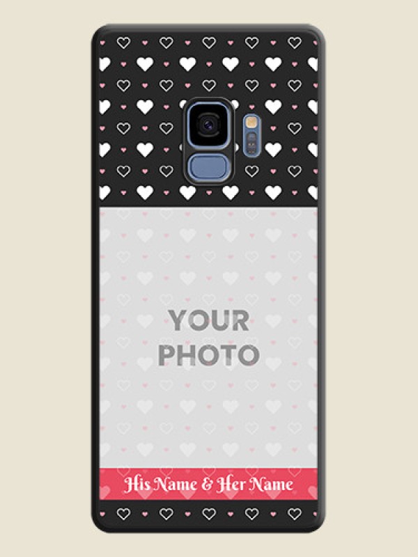 Custom White Color Love Symbols with Text Design on Photo on Space Black Soft Matte Phone Cover - Galaxy S9 - alternate view