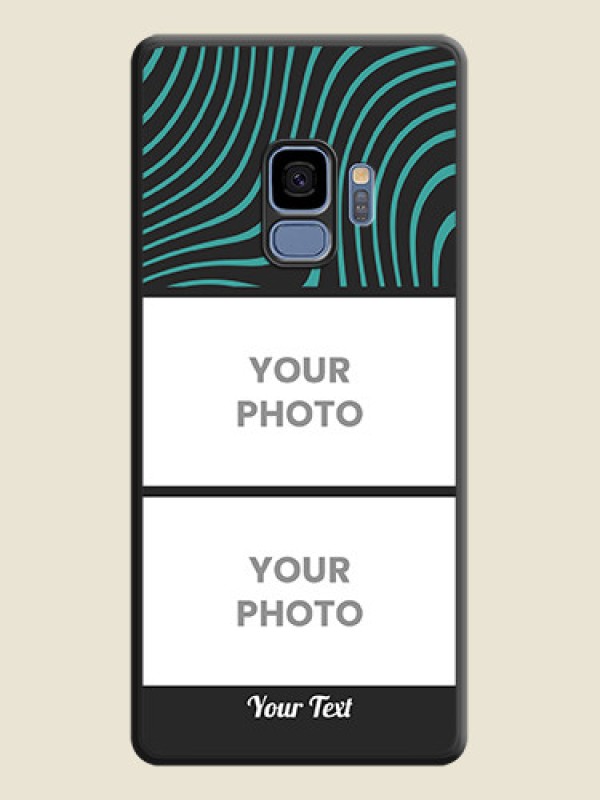 Custom Wave Pattern with 2 Image Holder on Space Black Personalized Soft Matte Phone Covers - Galaxy S9 - alternate view