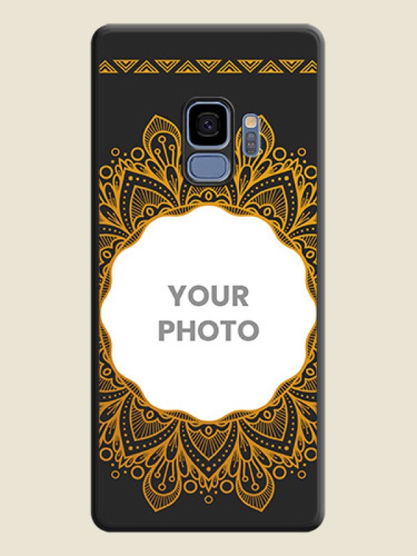 Custom Round Image with Floral Design on Photo on Space Black Soft Matte Mobile Cover - Galaxy S9 - alternate view