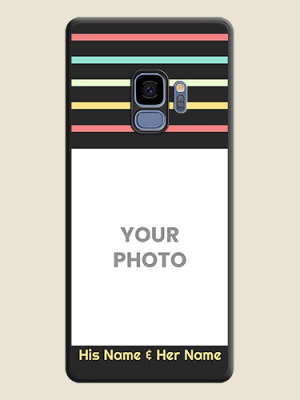 Custom Color Stripes with Photo and Text on Photo on Space Black Soft Matte Mobile Case - Galaxy S9 - alternate view